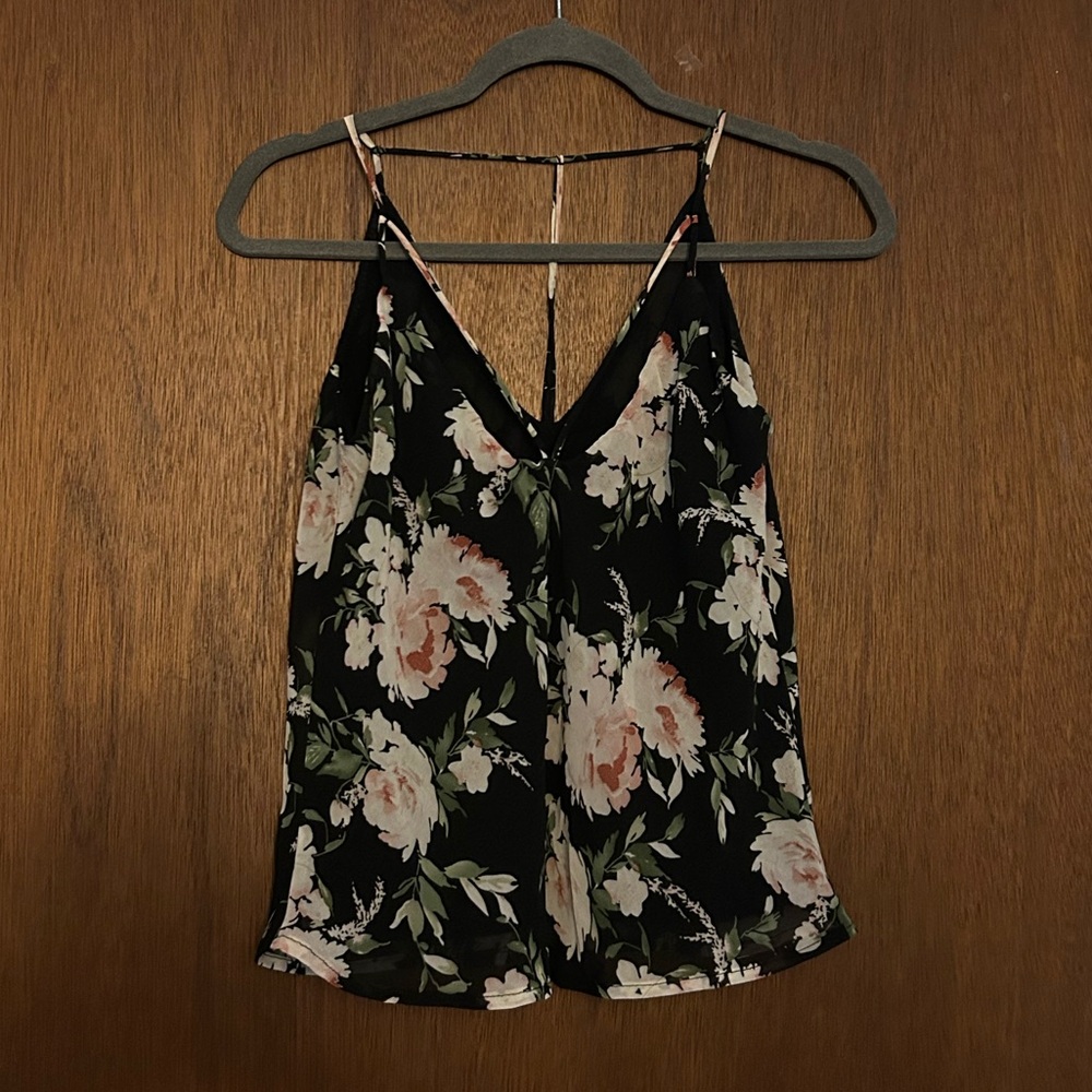 Lulus Floral Black Top